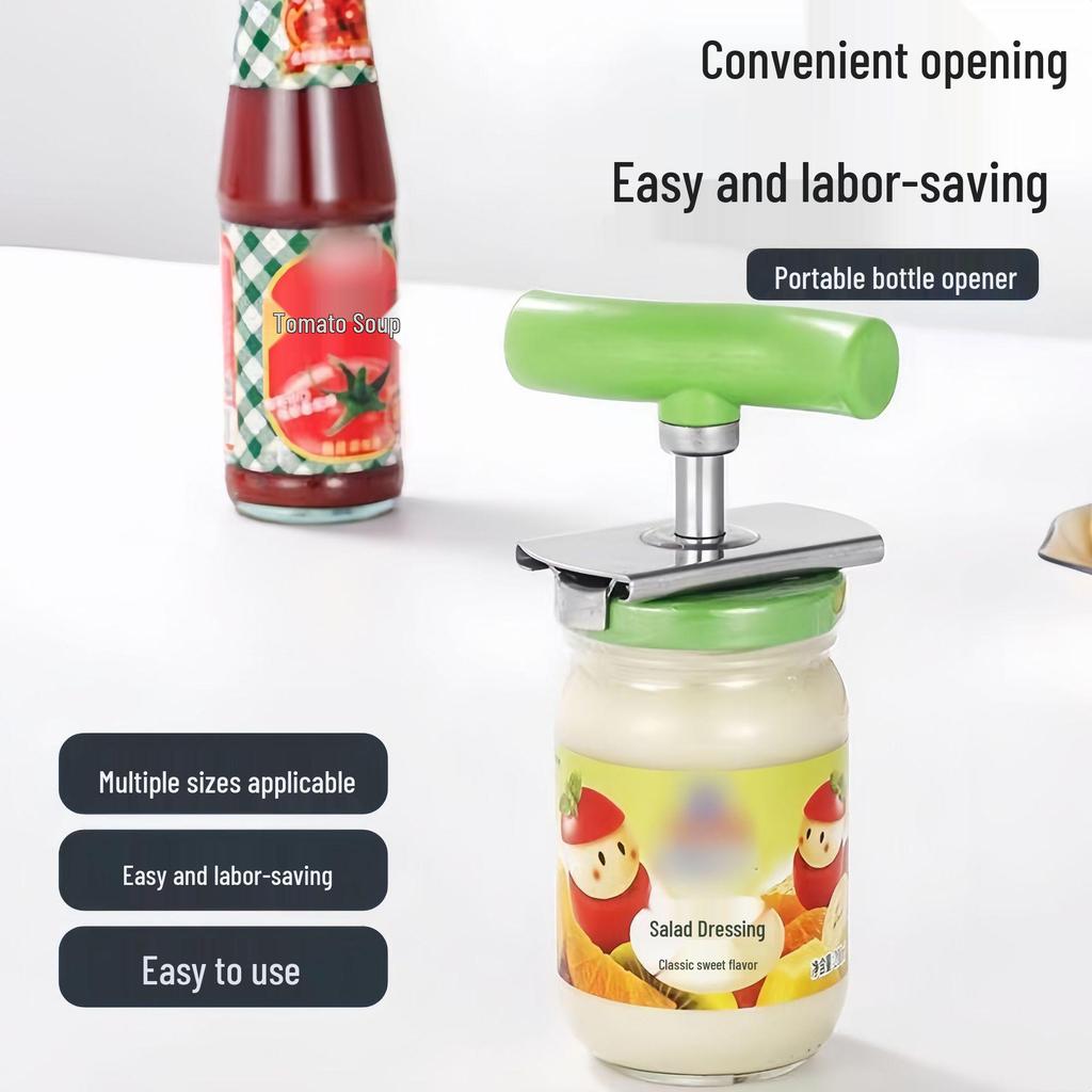 Stainless Steel Non-Slip Manual Can & Lid Opener, Multifunctional & Labor-Saving Design