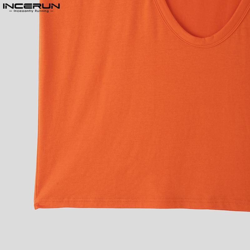 INCERUN Summer Men Deep U Neck Sleeveless Sport Casual Loose Tank Tops