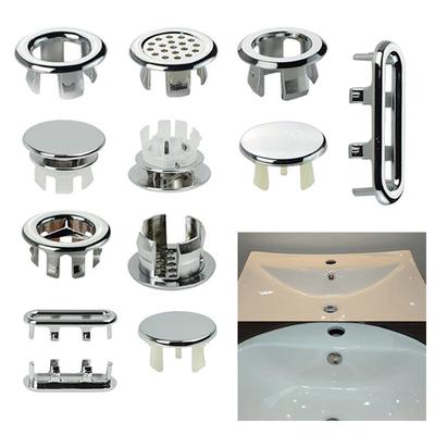 Populär Handfat Rund Ring Overflow Reservlock Spillt Vatten Ring 1 ST Plast Krom Trim Badrumstillbehör Keramiskt handfat