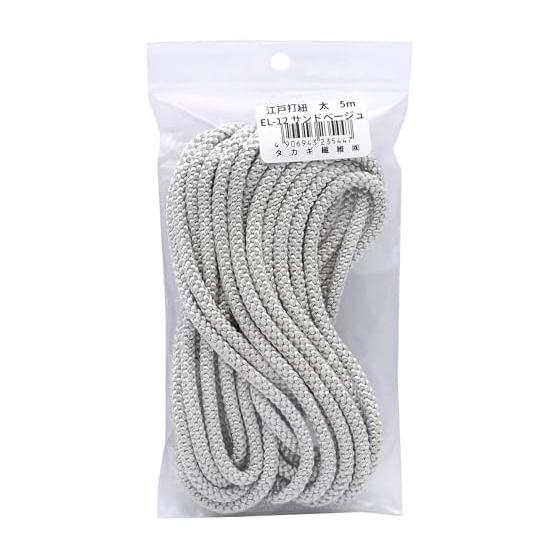 Takagi Textile Panami Edo Strap Thick Approximately 5mm Width Approximately 5m Cut Sand Beige EL- 12 100% Rayon