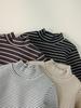 Kids' Winter Striped Velvet-Enhanced Thick Warm High-Collar Long-Sleeve T-Shirt