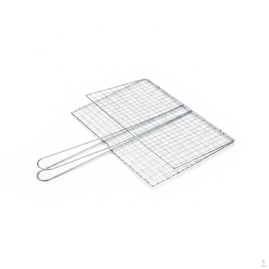 Portable BBQ Grilling Basket with Foldable Handle for Fish and Meat 35cm X 20cm