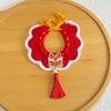 Handmade Knitted Pet Scarf for Chinese New Year with Red Tassels and Fu Character Decoration