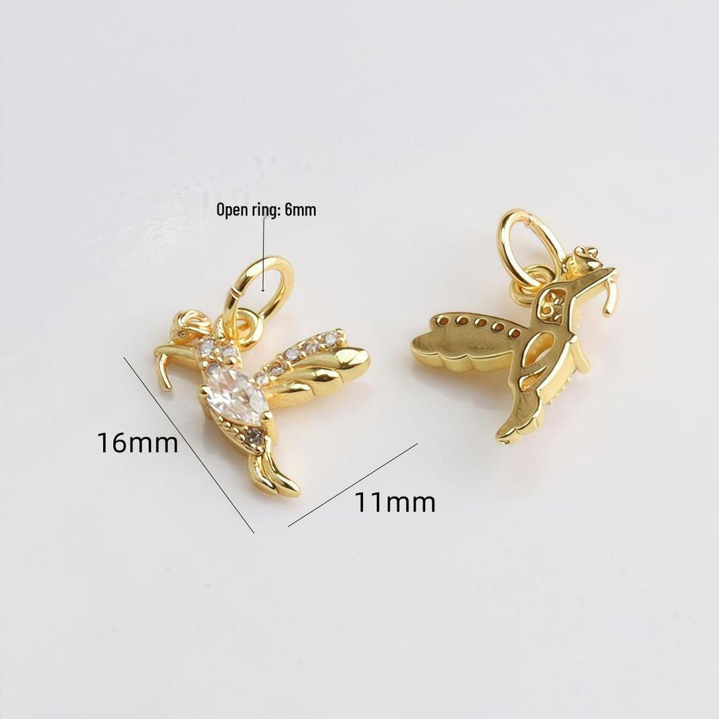 Přívěsek kolibřík ze 14K pozlacené mosazi se zirkonem – Korálky a doplňky pro výrobu šperků