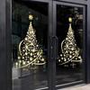 2 Pack Golden Christmas Tree Window Clings Stickers for Glass, DIY Static Wall Window Door Mural Showcase Decal Sticker