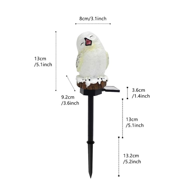 Winter Owl Garden Statue with Light Up LED Figure Solar Light Animal Ornaments Outdoor Figurine Landscape Light