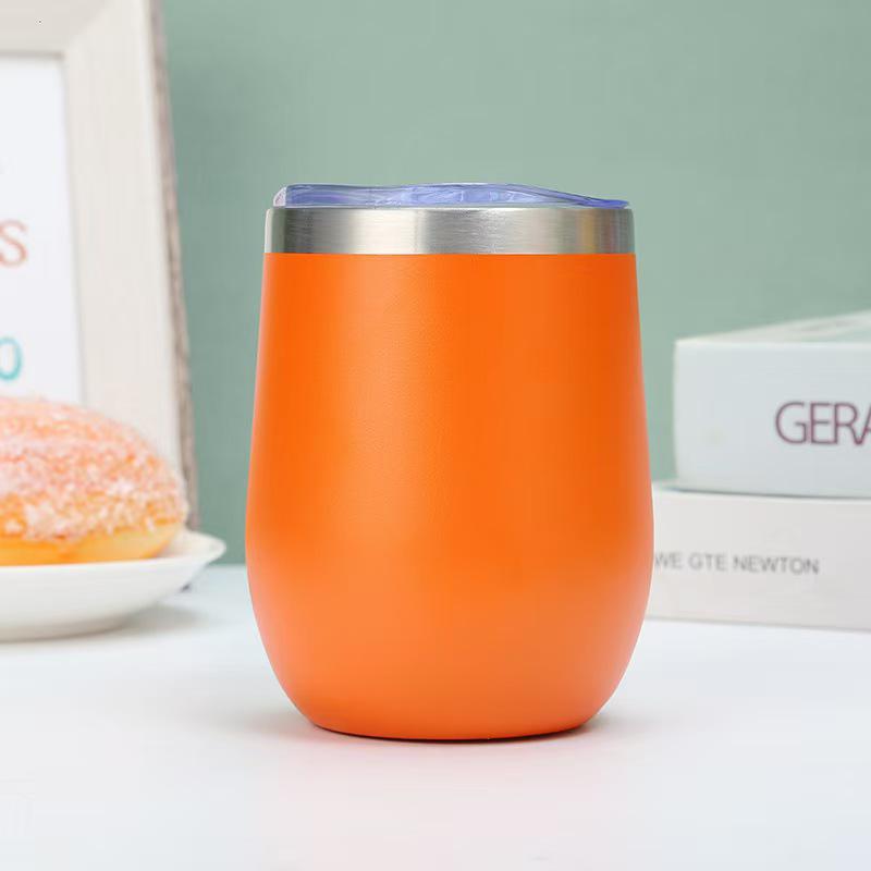 12oz U-Shaped Eggshell Stainless Steel Thermos Cup, Double-Layer Vacuum Insulated