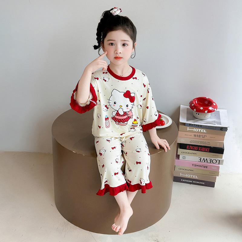 Girls' Soft Summer 2026 Modal Pajama Set - Breathable & Loose Fit
