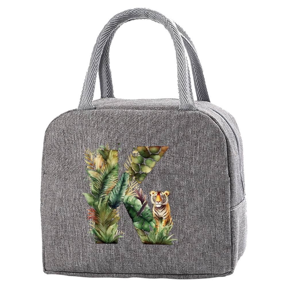 Portable Food Insulation for Traveling Jungle Tiger Letter Printing Box Picnic Waterproof Oxford Zipper Insulation Lunch Bag