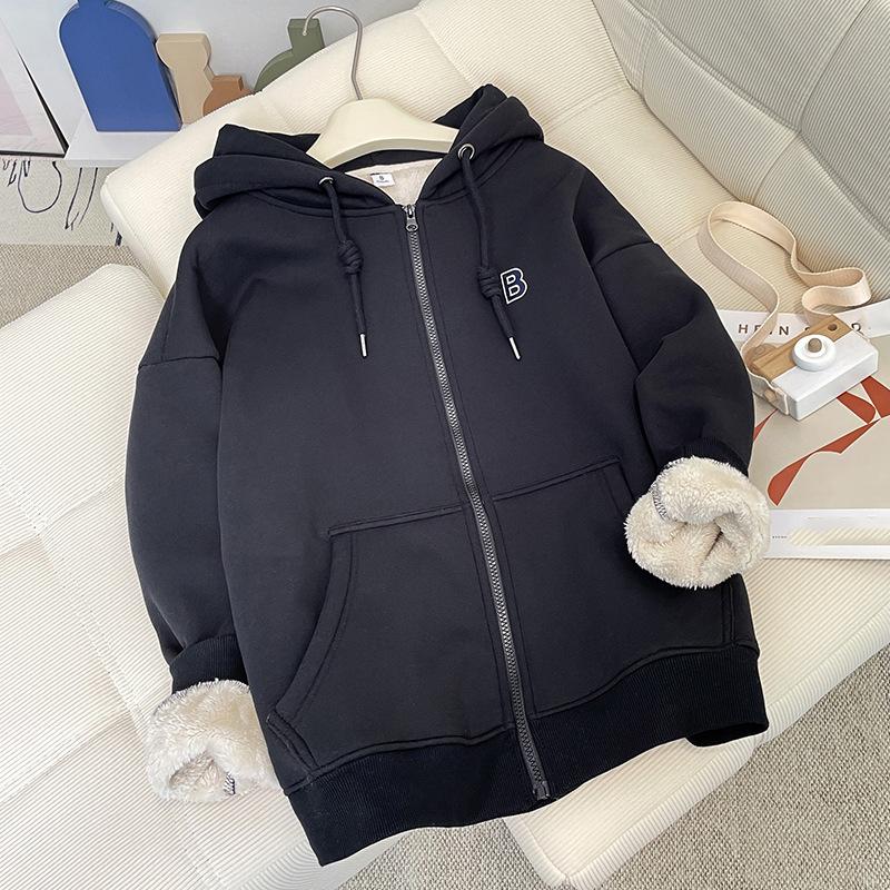 Autumn Winter Hoodie Coat Drawstring Thick Pockets Long Sleeve Fleece Jacket Thick Warm Fleece Sweatshirt XL 2216₽