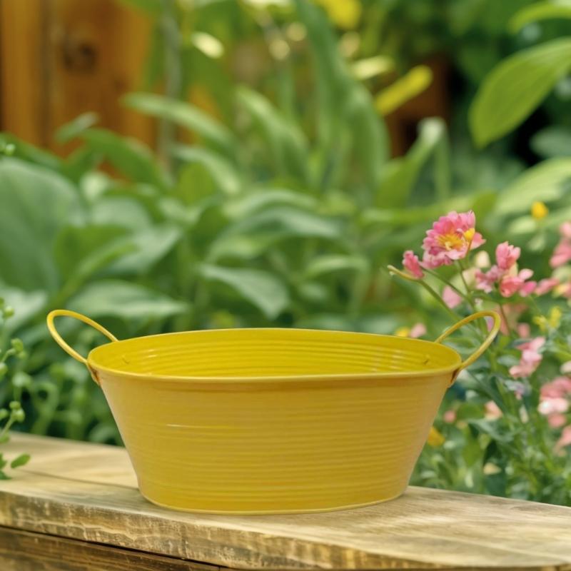 Contenitore Secchiello Fioriera Moderno in Metallo con Manici Design Impermeabile Adatto per Decorazione Piante in Multipli Colori 2 Pezzi