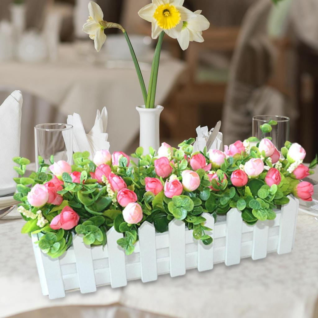 Artificial Flower Plant Desktop Ornament Decorative Lifelike Arrangement Fake Plant for Room Window Indoor Wedding Decoration