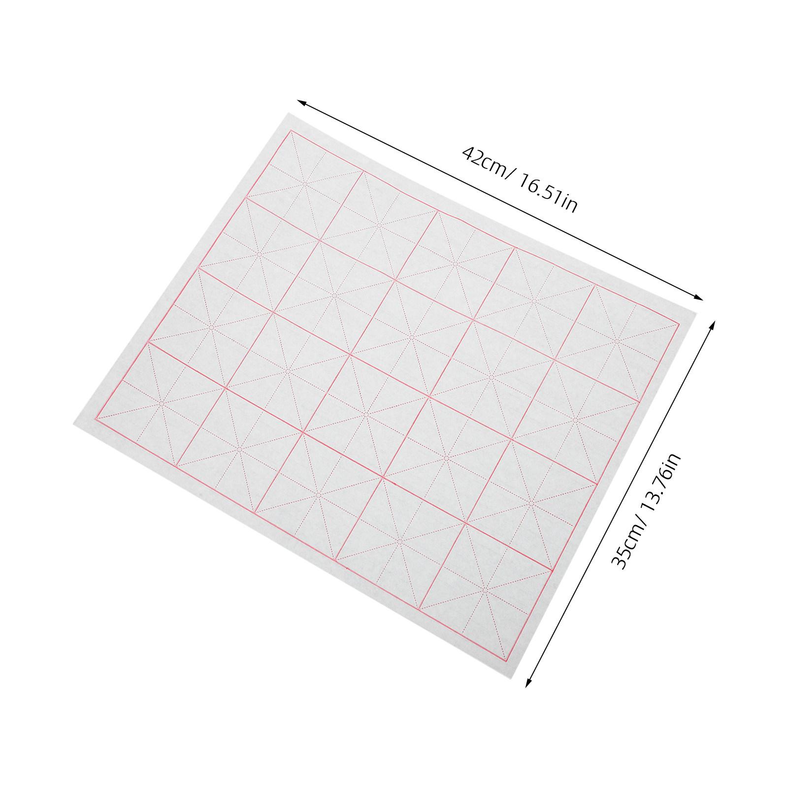 50Pcs Blank Rice Paper Sheets Semi-Raw Xuan Paper for Calligraphy Practice Chinese Writing Grid Layout Sumi-E Painting Brush Art