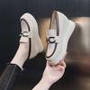 Slope Heel Single Shoes Women's Autumn 2025 New Thick-soled Round Head Soft-soled Women's Shoes One Pedal Fashionable Women's Small Leather Shoes