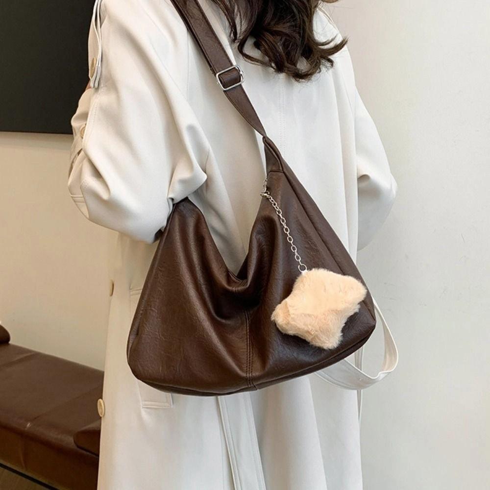 Korean Style Solid Color Crossbody Bag PU Leather Ladies Luxury Tote Bag  Korean Style