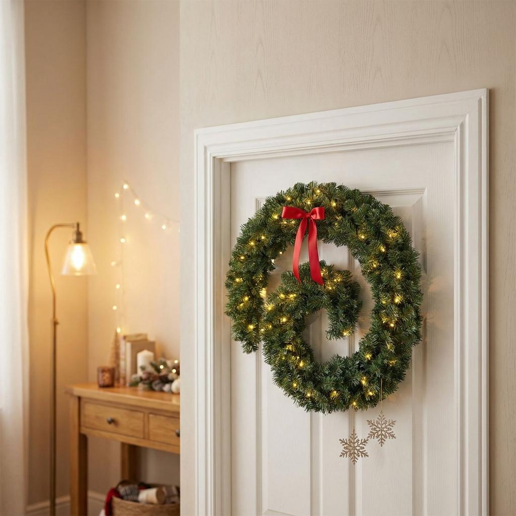 Christmas Garland PVC Garland Wreath Door Hanging Ornament for Xmas Party Decoration