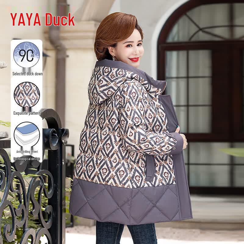 Женский пуховик средней длины со стойкой L