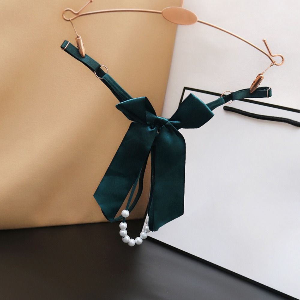 Pearl Sexy Hollow Out Thongs Bow Women's Briefs Underwear Lace G-String  Women