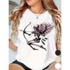 European Size Women's Gothic Skeleton Cupid Apricot T-Shirt - Beige/Black/White/Gray/ - Oversized Fit Gothic Valentine's Day
