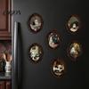 Spooky Pumpkin Wall Decals Halloween Dark Style Refrigerator Magnet, Retro Gothic Oval Photo Magnets Frame Decorative Magnetic Sticker for Metal