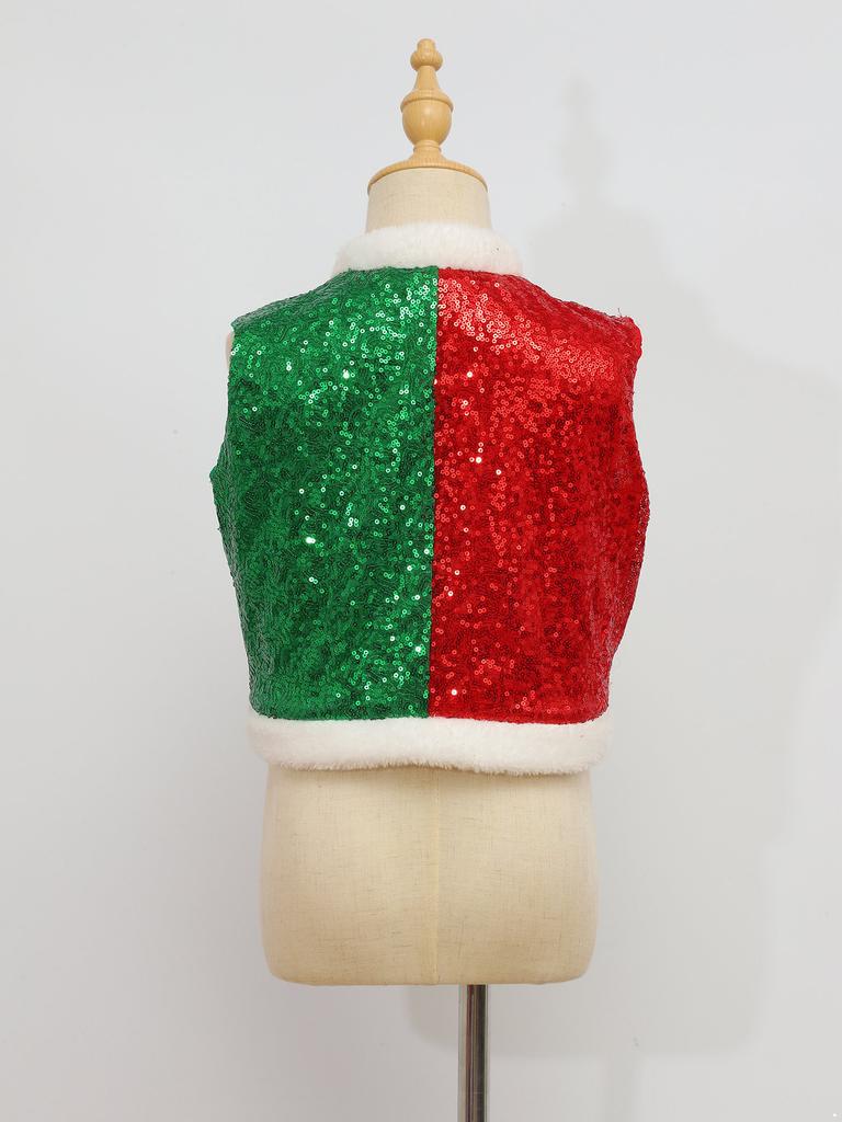 Boys Girls Circus Dance Waistcoat Kids Sleeveless Santa Elf Vest for Christmas Halloween Performance