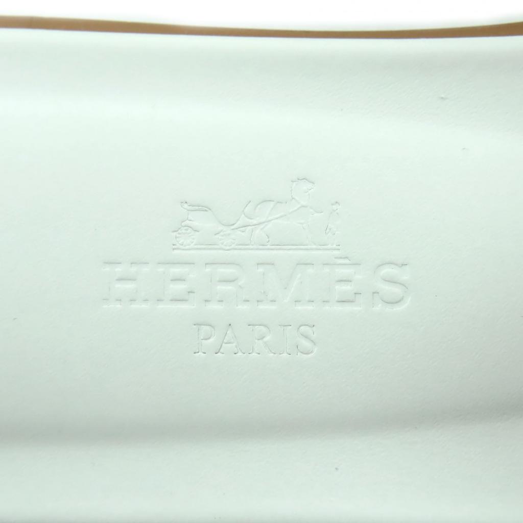 Pristine HERMES Sandals Sandals Oran White Box Scarf Leather Women 34.5 Used