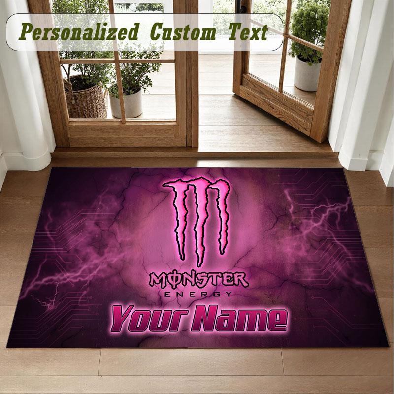 Crystal Velvet Square Rug Custom NameMonster Energy Pattern Non Slip Home Floor Decor Rug