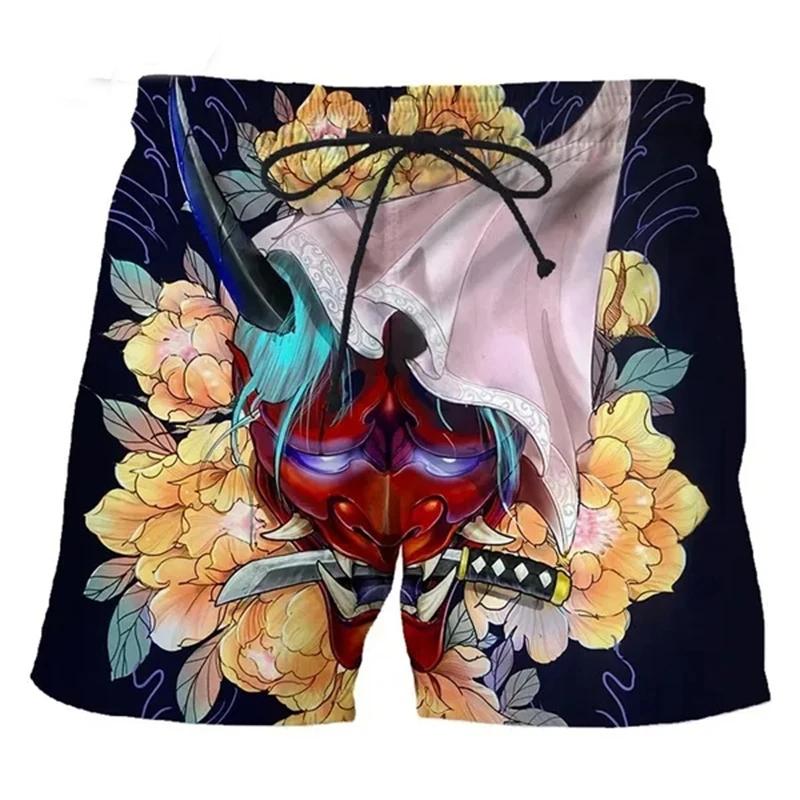Sommermode 3D-Druck Samurai-Maske Shorts Herren lustige Persönlichkeit Hip-Hop Street Short Hosen Ropa De Hombre Badehose