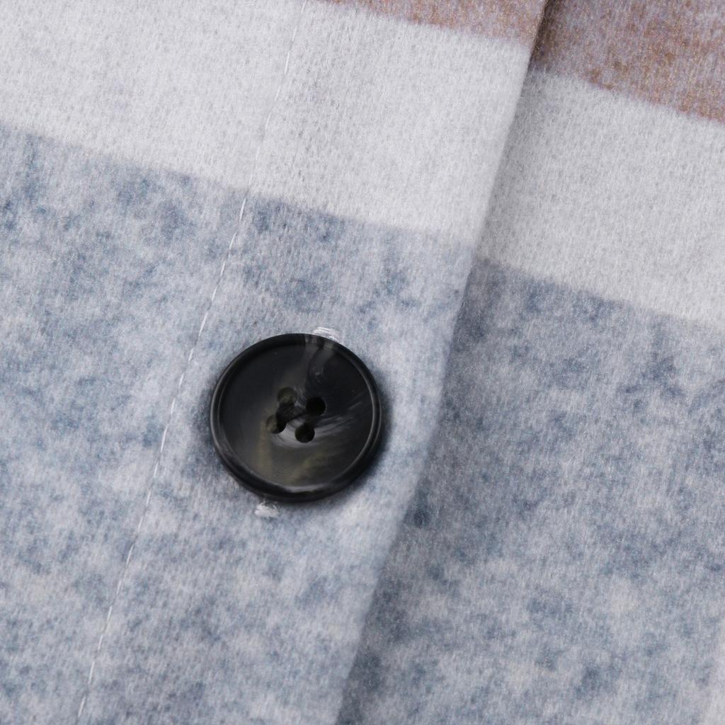 Dámské kartáčované kostkované košile Dlouhý rukáv Flanel Lapel Knoflík dolů Kapsa Shacket Flanelová bunda Kabáty