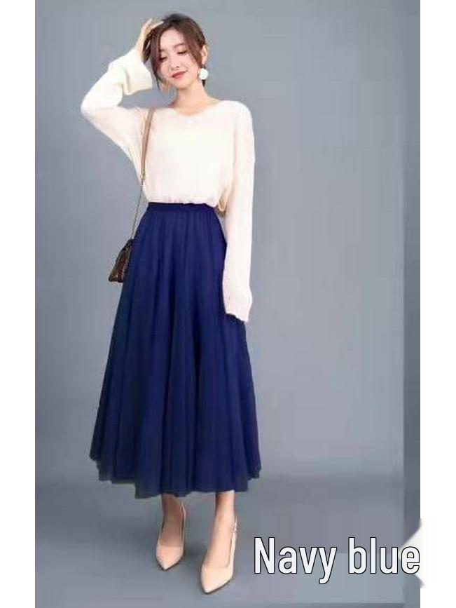 

Women s Color Block Mesh A-Line Long Skirt One Size