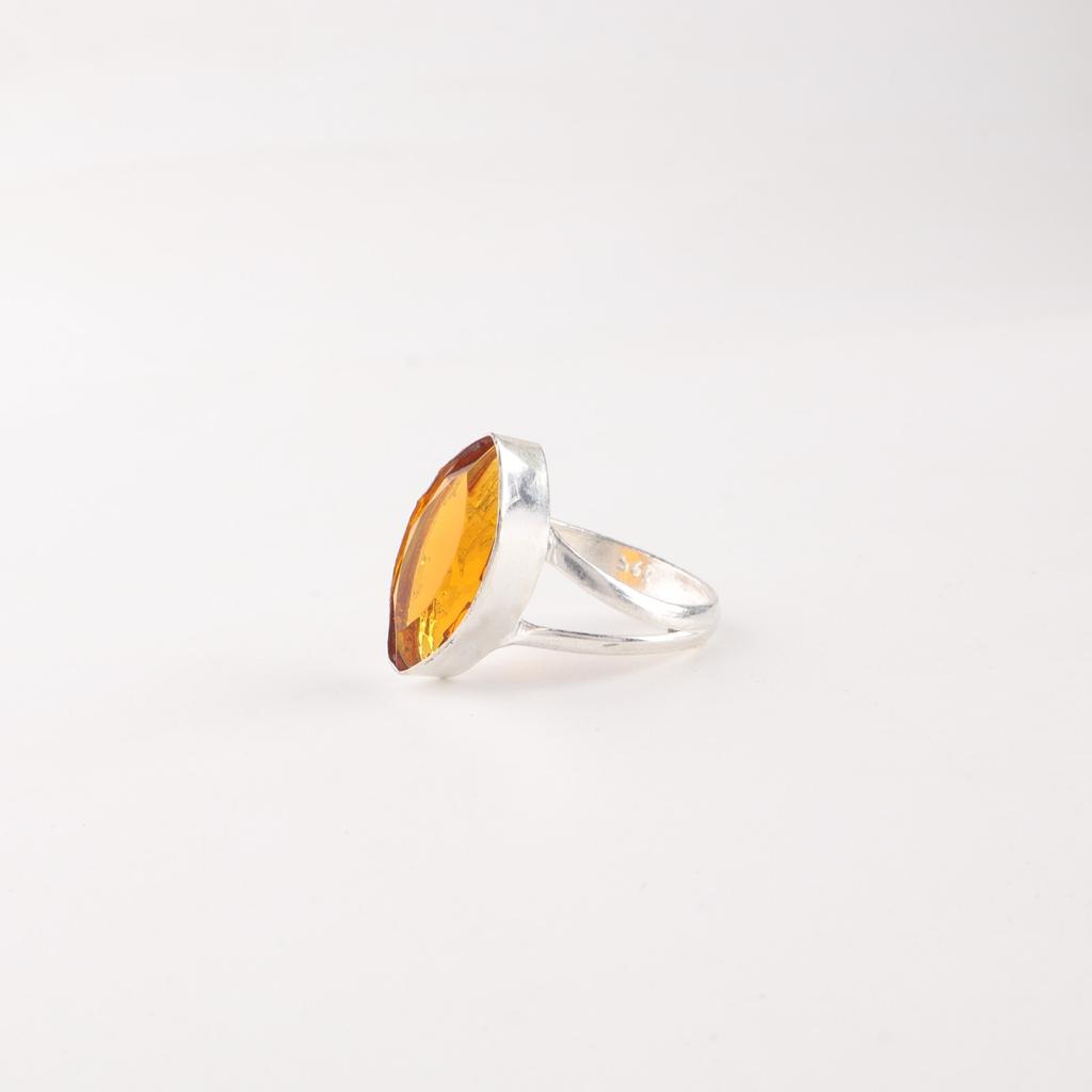 Gelber Citrin Edelstein 925 Sterlingsilber Handgefertigter Schmuck Statement Ring Für Sie RR-23-1