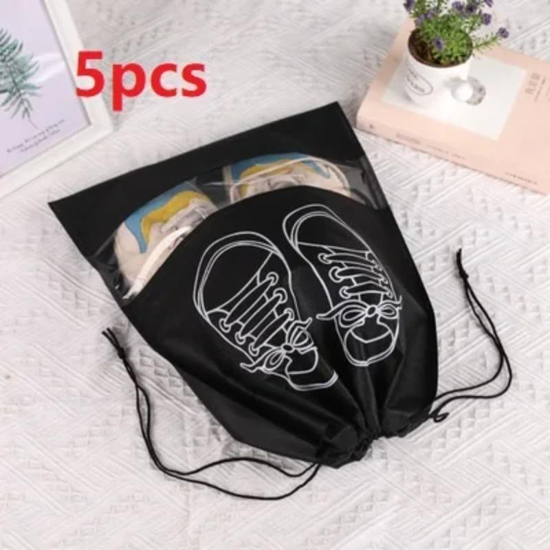 5pcs Shoes Storage Bag Portable Organizer Travel Shoes Bag Transparent Drawstring Shoe Clothes Dustproof Bags Waterproof Pocket