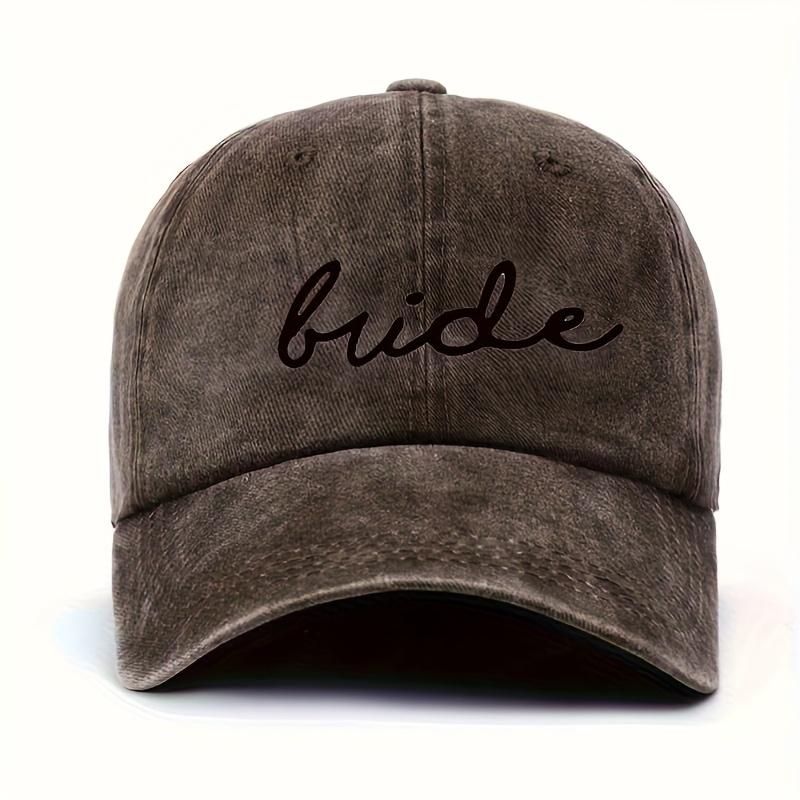 

1pc Fashionable Unisex Washed Baseball Cap,adjustable with bride Pattern Suitable for Singles Parties,outdoor Fishing,camping Adjustable коричневый