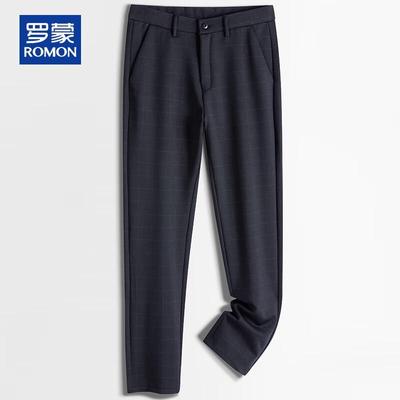 Men's Plaid Business Casual Straight-Leg Pants