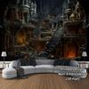 Dark Fantasy Castle Tapestry Gothic Cave Dungeon Wall Hanging Medieval Style Aesthetic Dorm Bedroom Home Wall Decor