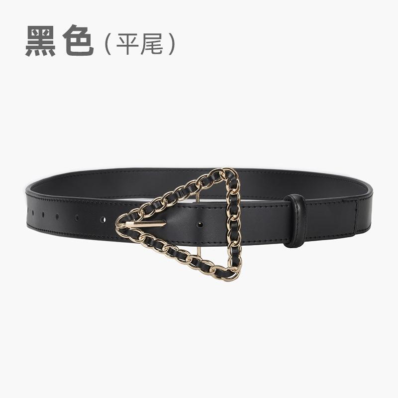 Women'S Belt Retro Triangle Pin Buckle Chain Belt Women'S Decorative Leather Fine Belt Women'S Dress