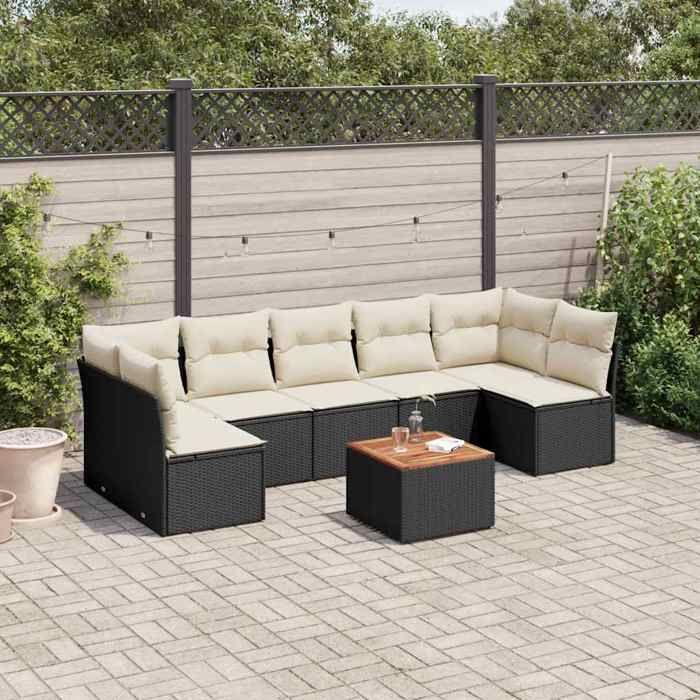 VidaXL Garden Lounge Set with Cushions 8 Pcs, Patio Sofas, Furniture Set, Outdoor Terrace Furniture, Black 3255902