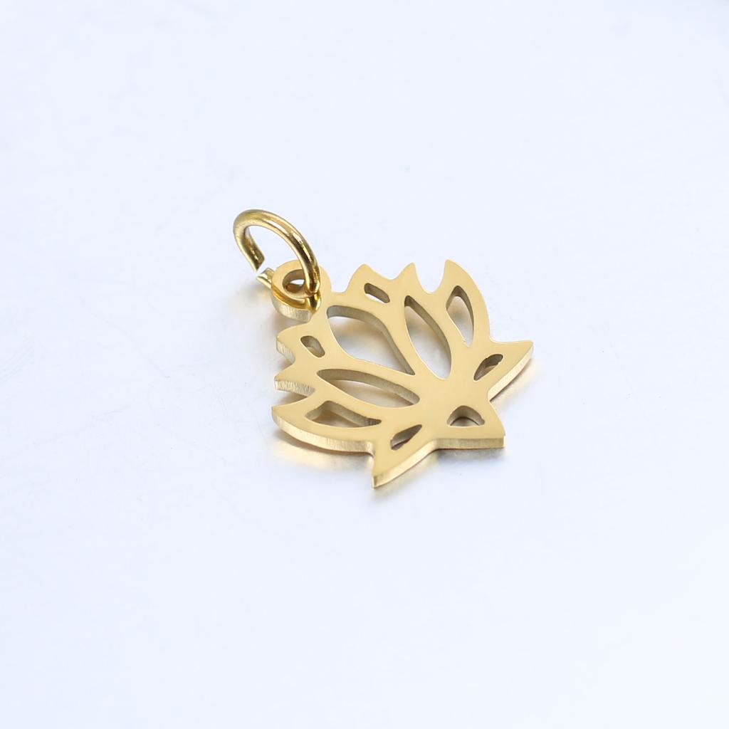 DOOYIO 5pcs/Lot Stainless Steel Hollow-out Lotus Pendant Female DIY Necklace Bracelet Handmade Charm Accessories