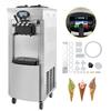 2200W Pre-cooling Commercial Soft Ice Cream Machine 3 Flavors Snack Shop Cafe 2+1 Flavors Vertical Soft Ice Cream Machine