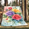 1pc Roses , Floral Outdoor Flannel Blanket Soft All Season Polyester Throw , Perfect for Picnics & Travel , Picnic Accessory