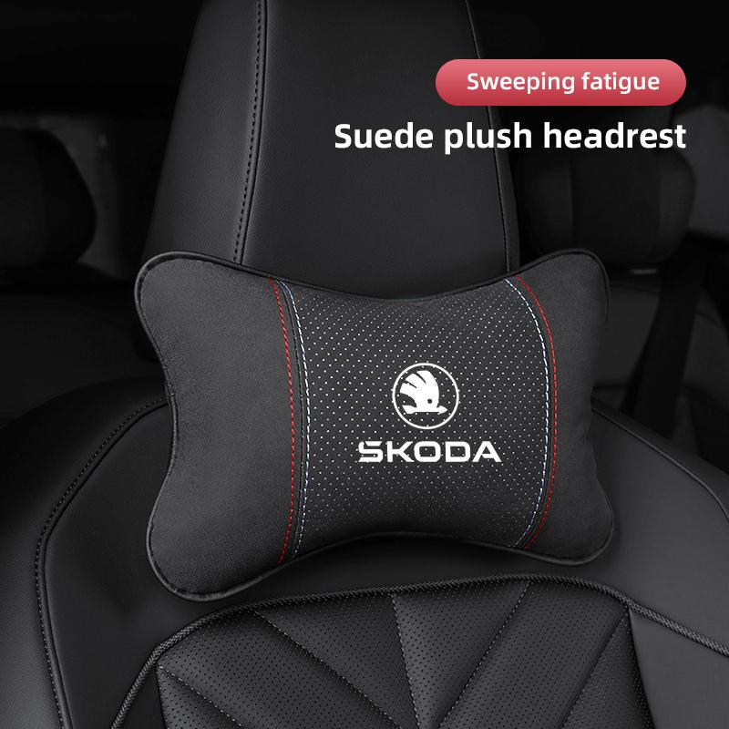 Car Headrest Neck Pillow Protective Soft Cushion For Skoda Octavia Kylaq Superb Yeti Elroq Kodiaq Enyaq Kamiq Scala Rapid Karoq