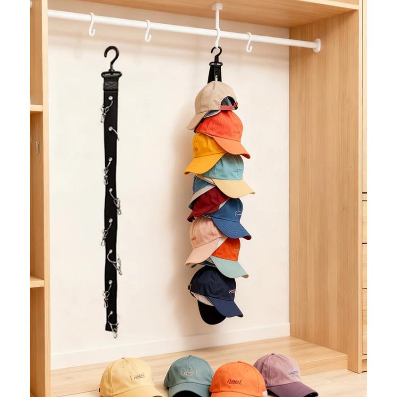 Baseball Hat Hanger Organizer with 8 Strong Grip Anti-slip Clips Rotatable Closet Door Back Wall Hanging Hat Storage Display Hook Holder