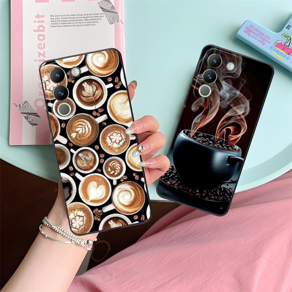 Coffee Beans Matte TPU Mobile Phone Case for VIVO V60 V50 V40 V30 V29 V27 V25 V23 Pro Lite 5G Colorful Printing Cover