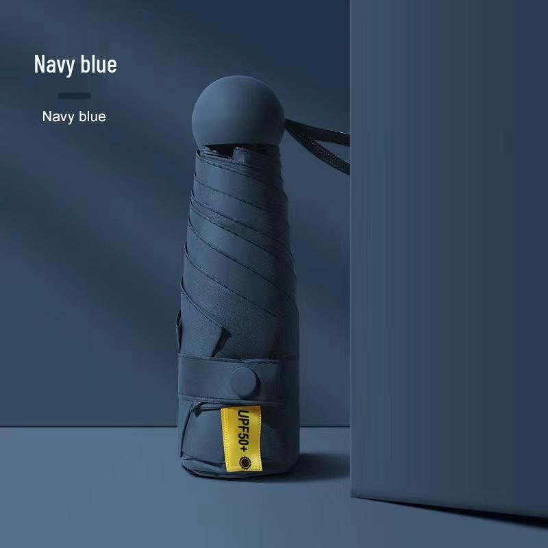 New Macaron Color Five-Fold Ultra-Light Sun Protection Compact Mini Umbrella with Buckle Handle
