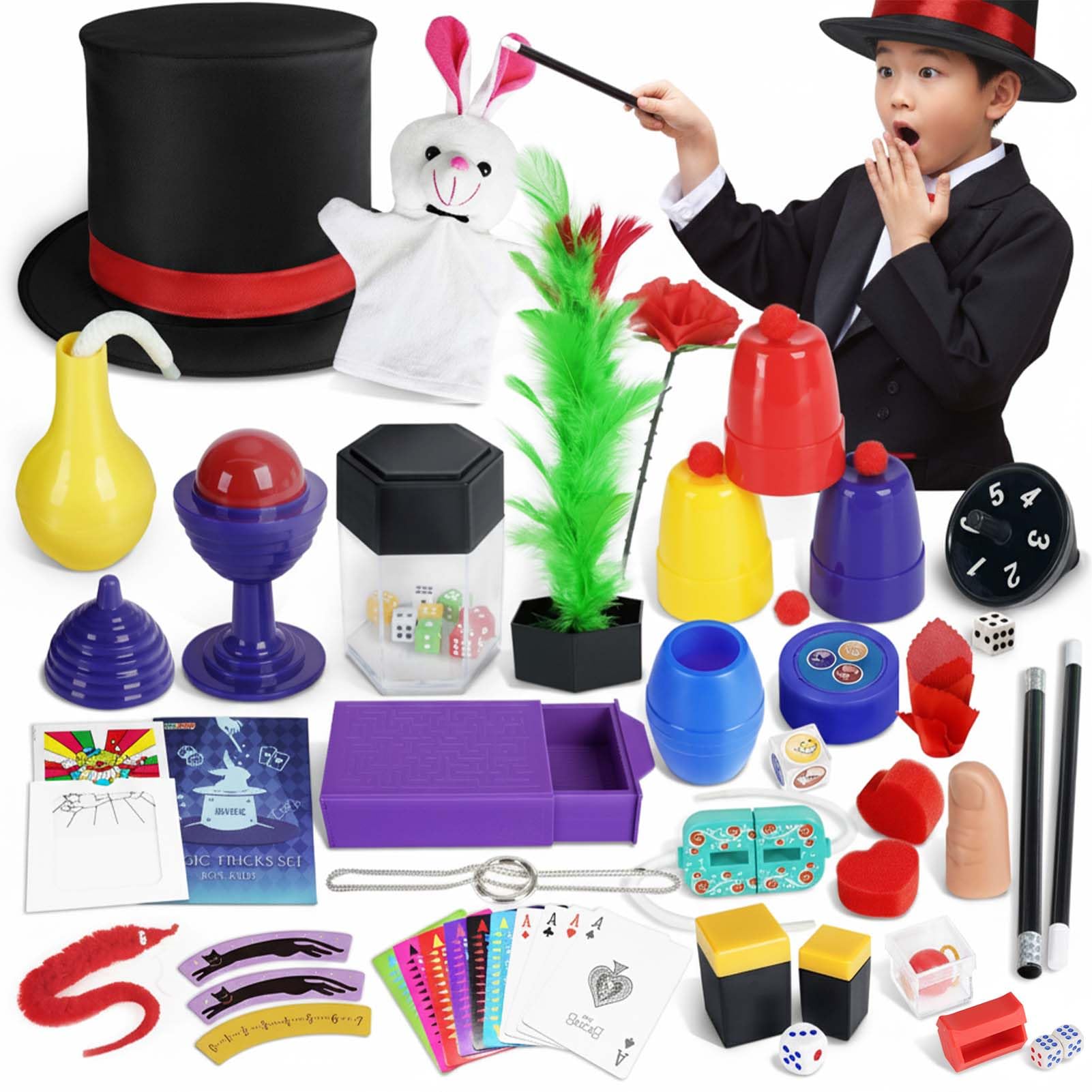 

Magic Tricks Set for Kids, Includes Magic Hat, Magic Tricks & Instructions, Over 75 Tricks, Elementary School Students, Birthday Gift