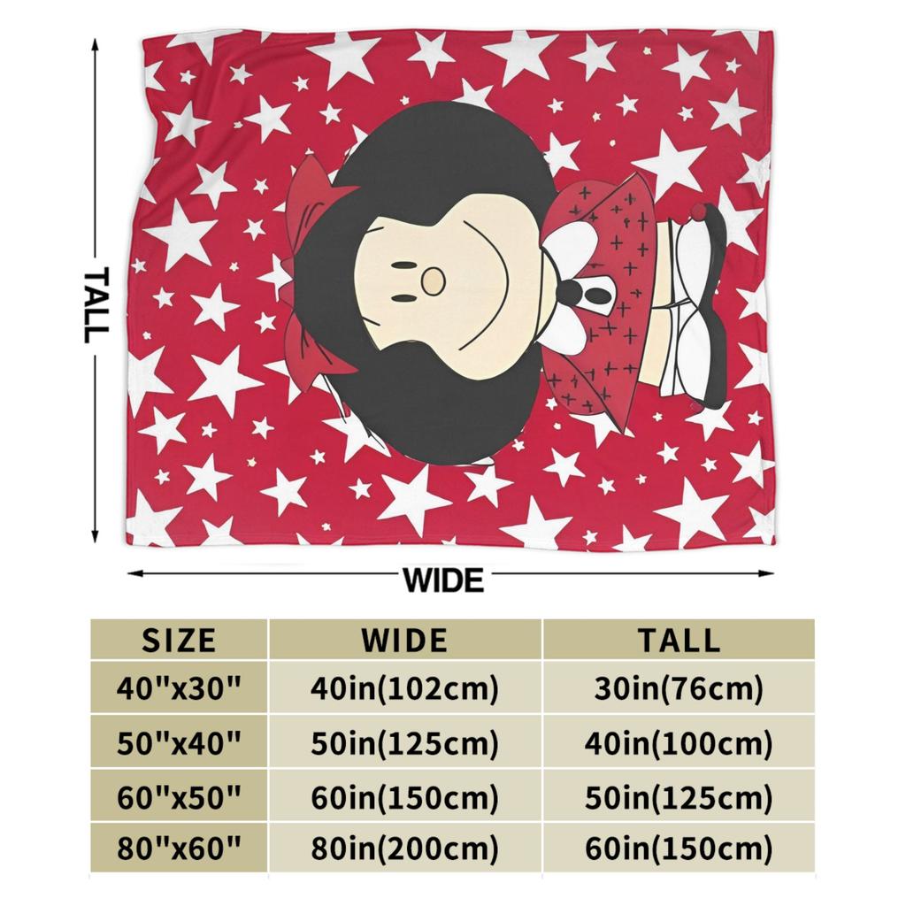 Cute Mafaldas Cartoon Blanket Cover Flannel Anime Lightweight Throw Blanket for Airplane Travel Bed Rug