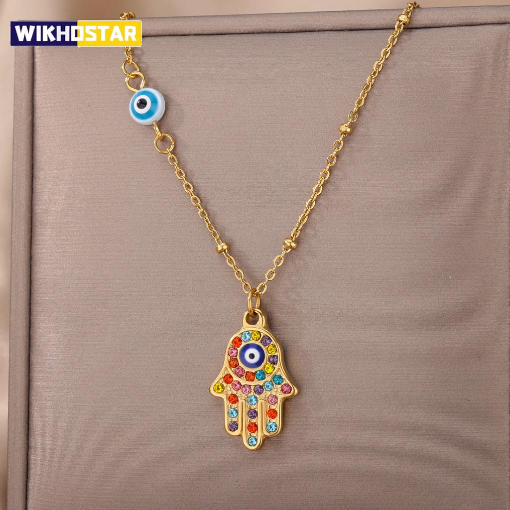Evil Eye Necklaces For Women Stainless Steel Gold Color Charm Choker Neckalce Christmas Jewelry Accessories Gift