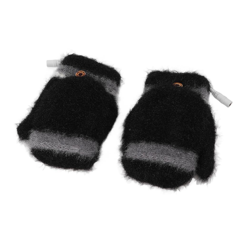Electric USB Heated Gloves Double Side Heating Keep Warm Fingerless Hands Gloves Mitten with Cover
