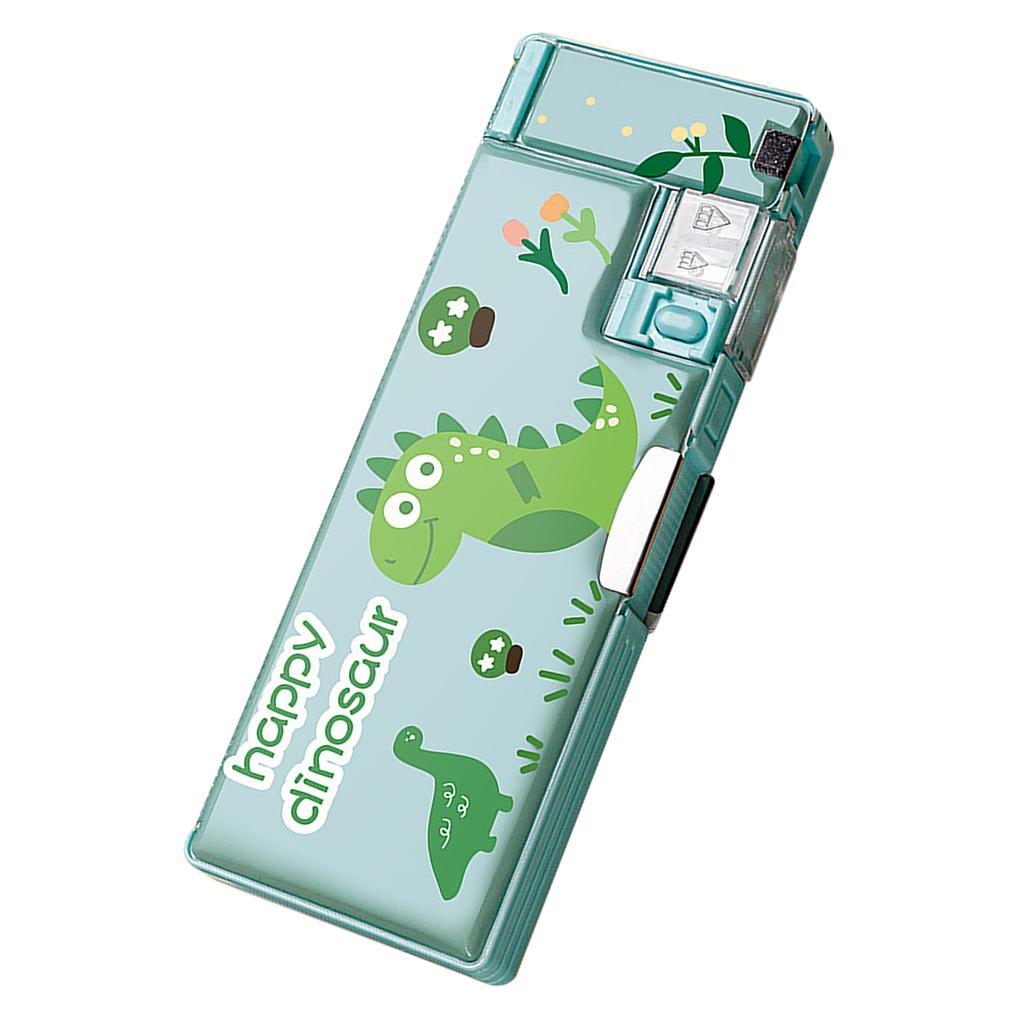 Pencil Bag Cute Cartoon Style Double Sided Inbuilt Sharpener Portable Large Capacity Large Pencil Case for Kids School