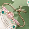 Women Rhinestone Leaf Watch Round Dial Ladies Casual Formal Dress Quartz Bracelet Wristwatch Fashion Jewelry Accessory